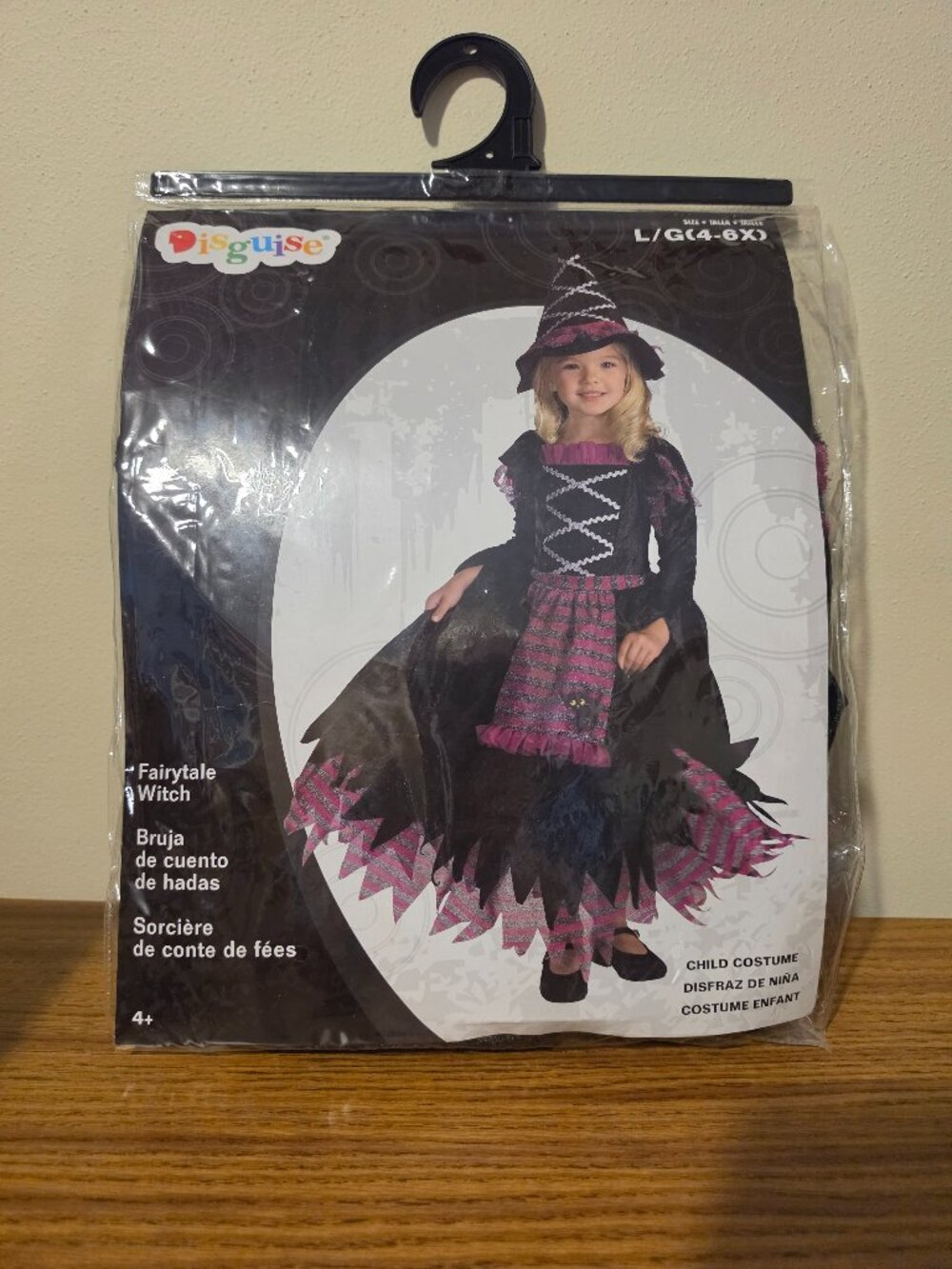 Fairytale Witch Halloween Costume Disguise Girls Large 4-6X Dress & Hat Set NEW